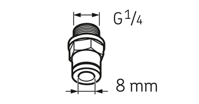 LAPF M1/4SW Штуцер для трубки 8 мм повышенной прочности с наружной резьбой G1/4
