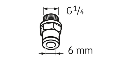 LAPF M1/4S Штуцер для трубки 6 мм с наружной резьбой G1/4